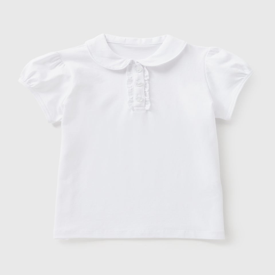Girls White Jersey School Polo Shirt (3-13yrs)