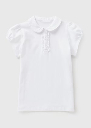 Girls White Jersey School Polo Shirt (3-13yrs)