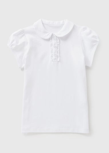 Girls White Jersey School Polo Shirt (3-13yrs)