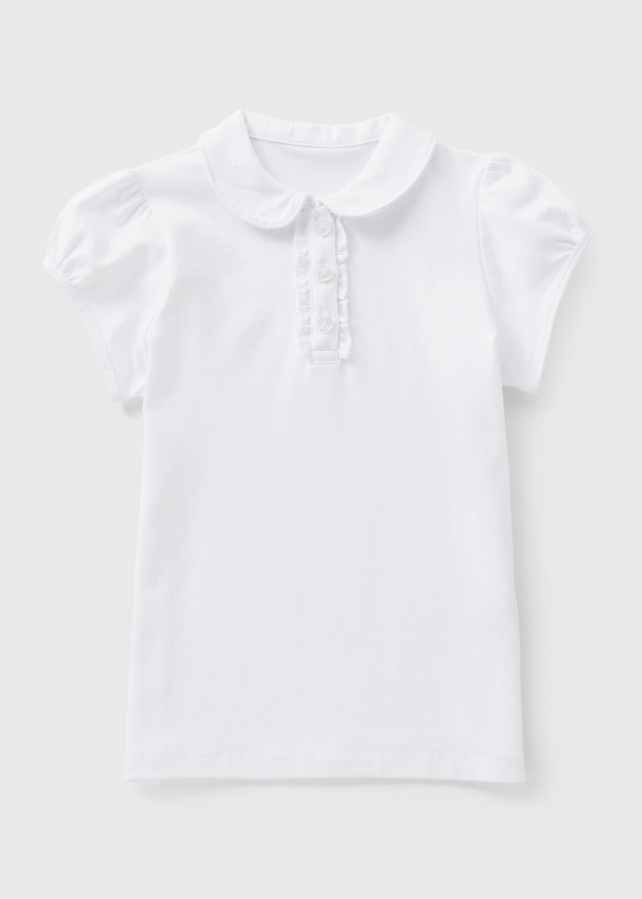 Girls White Jersey School Polo Shirt (3-13yrs)