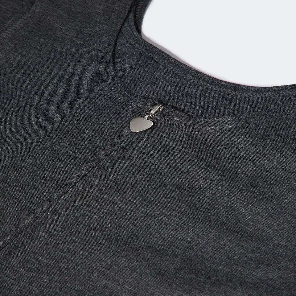 Girls 2 Pack Grey Zip Front Jersey Pinafores (3-9yrs)