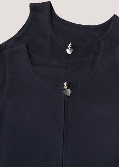 Girls 2 Pack Navy Jersey School Pinafore (3-9yrs)