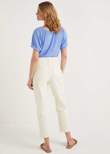 Ava Ecru Mom Jeans (Long Length)
