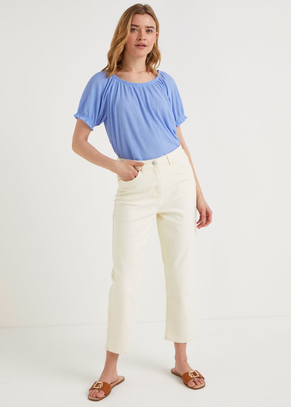 Ava Ecru Mom Jeans (Long Length)