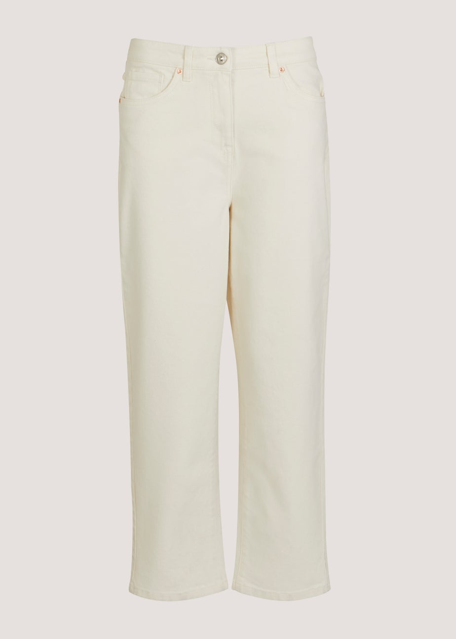 Ava Ecru Mom Jeans (Long Length)