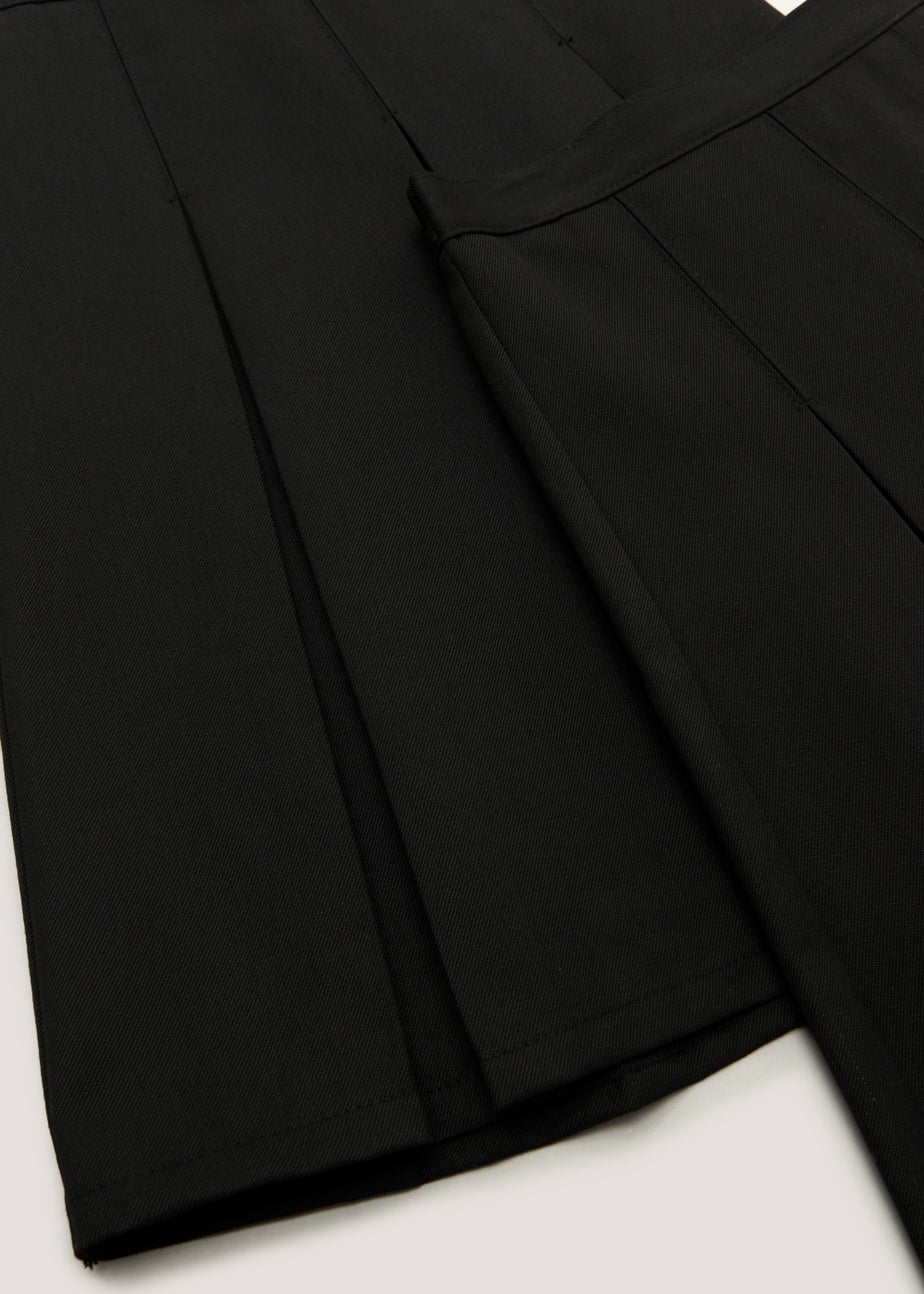 Girls 2 Pack Black Long Length Box Pleat School Skirts (6-16yrs)