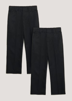 Boys 2 Pack Black Plus Fit School Trousers (6-16yrs)