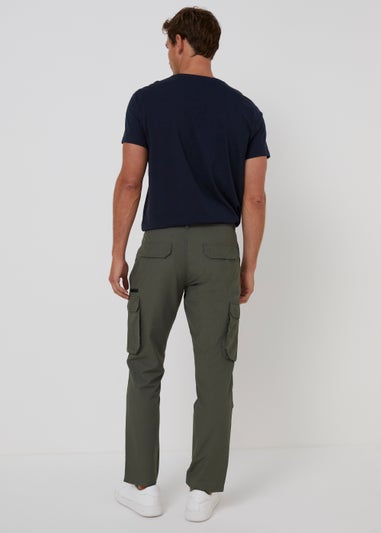 Grey Belted Straight Fit Utility Cargo Trousers