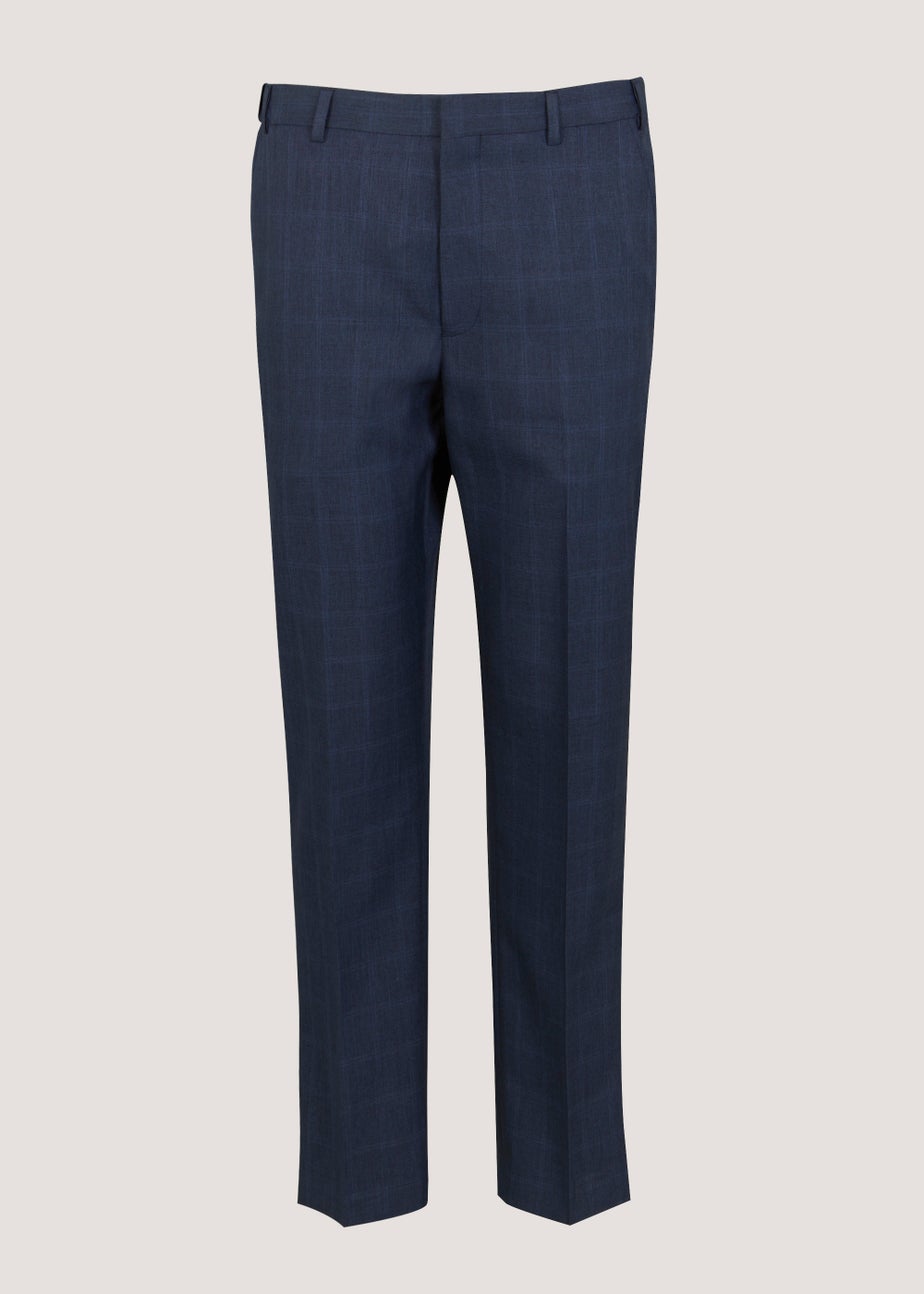Taylor & Wright Navy Check Flexi Waist Trousers