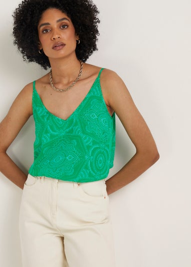 Green Tile Print Cami Top