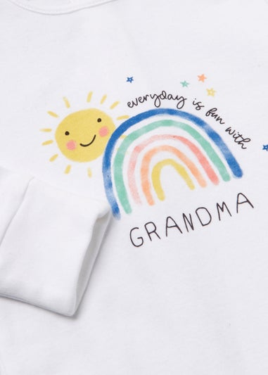 Baby White Grandma Sleepsuit (Tiny Baby-18mths)
