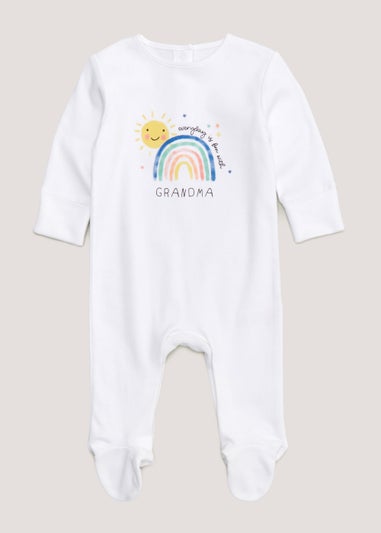 Baby White Grandma Sleepsuit (Tiny Baby-18mths)