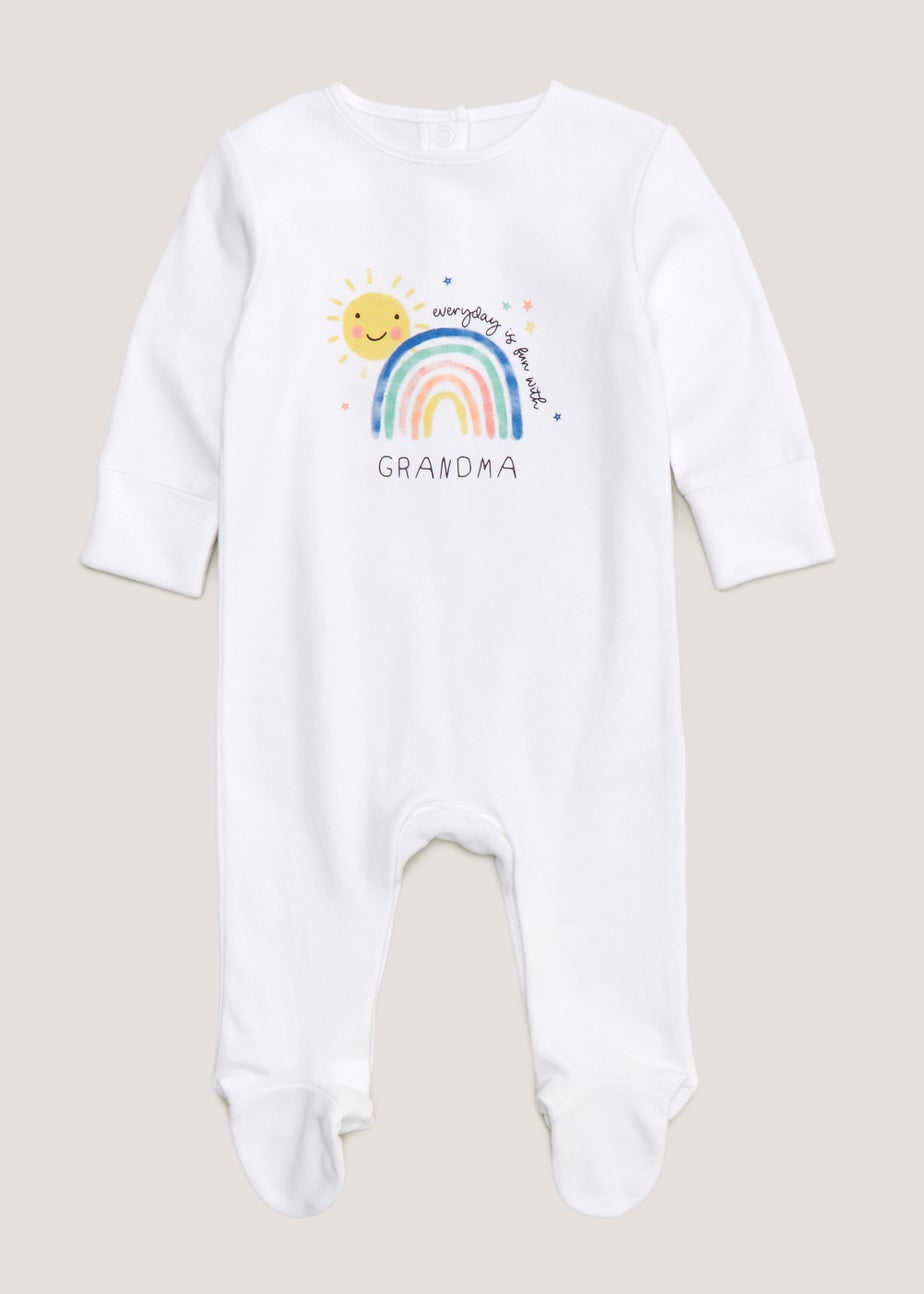 Baby White Grandma Sleepsuit (Tiny Baby-18mths)
