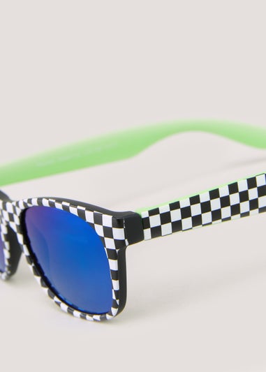 Kids Black Checker Board Print Sunglasses (3-10yrs)