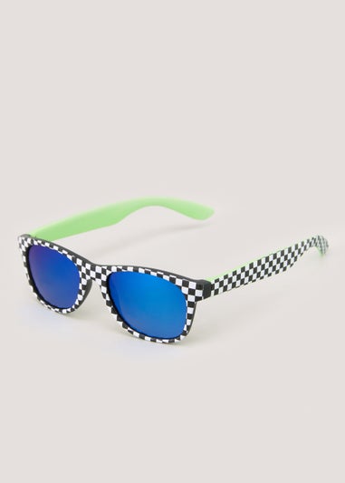 Kids Black Checker Board Print Sunglasses (3-10yrs)