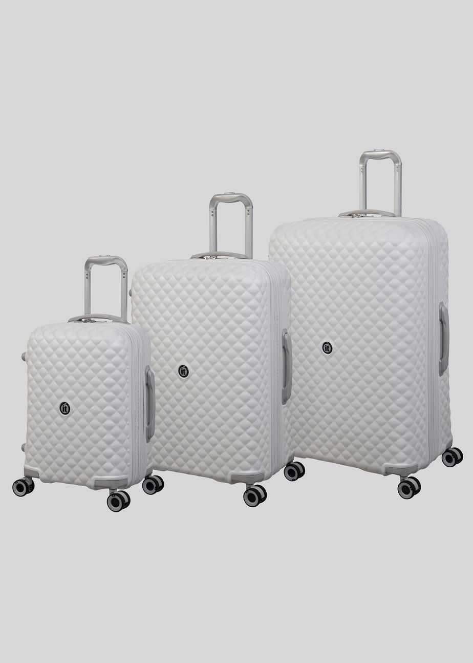 IT Luggage White Quilted Suitcase