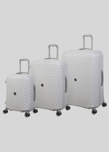IT Luggage White Quilted Suitcase