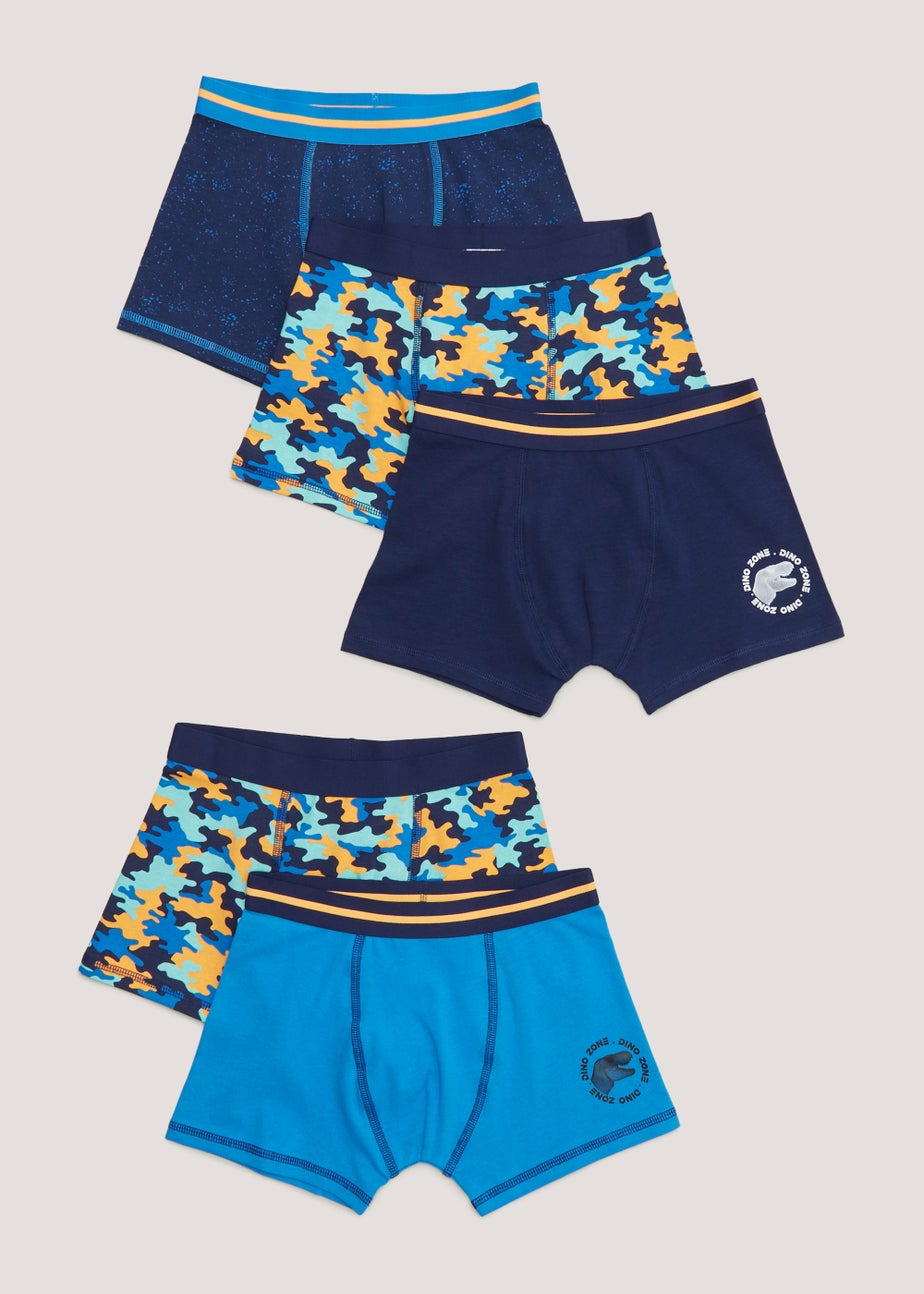 Boys 5 Pack Blue Trunks (4-13yrs)