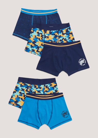 Boys 5 Pack Blue Trunks (4-13yrs)