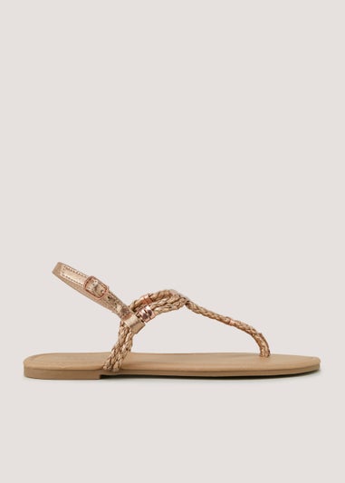 Rose Gold Rope Toe Post Sandals