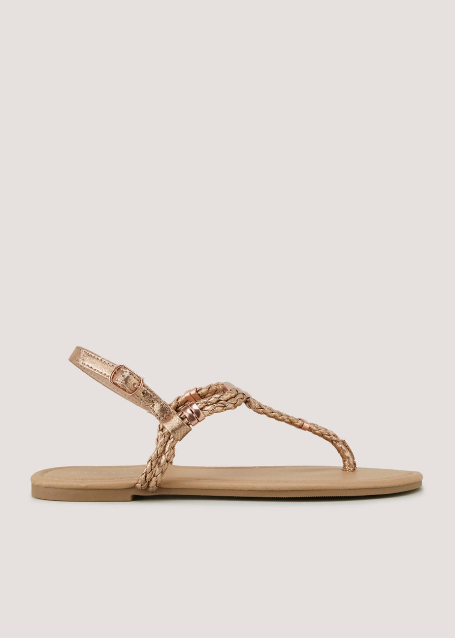 Rose Gold Rope Toe Post Sandals