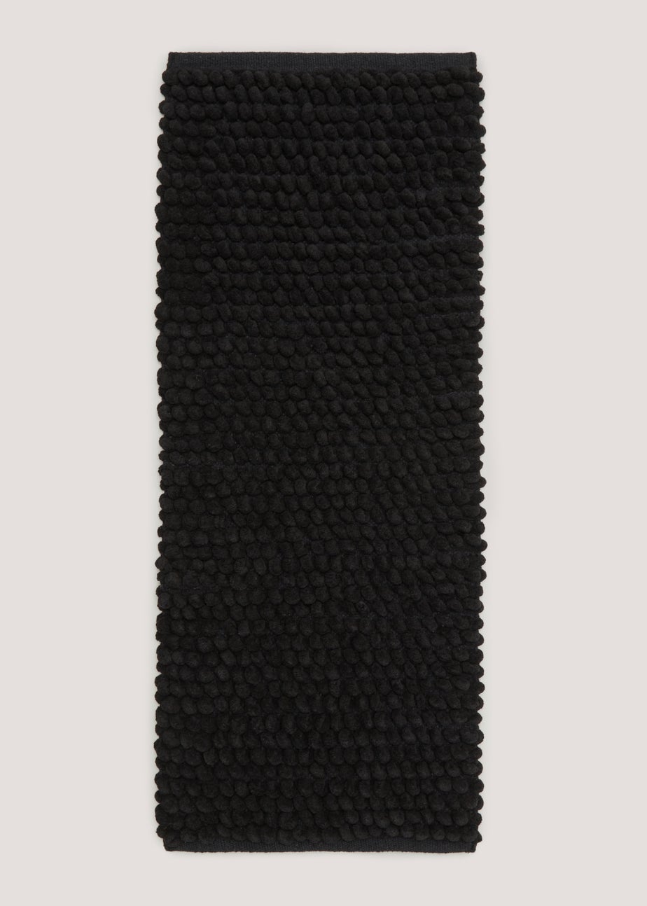 Black Chunky Bobble Bath Runner (105cm x 40cm)