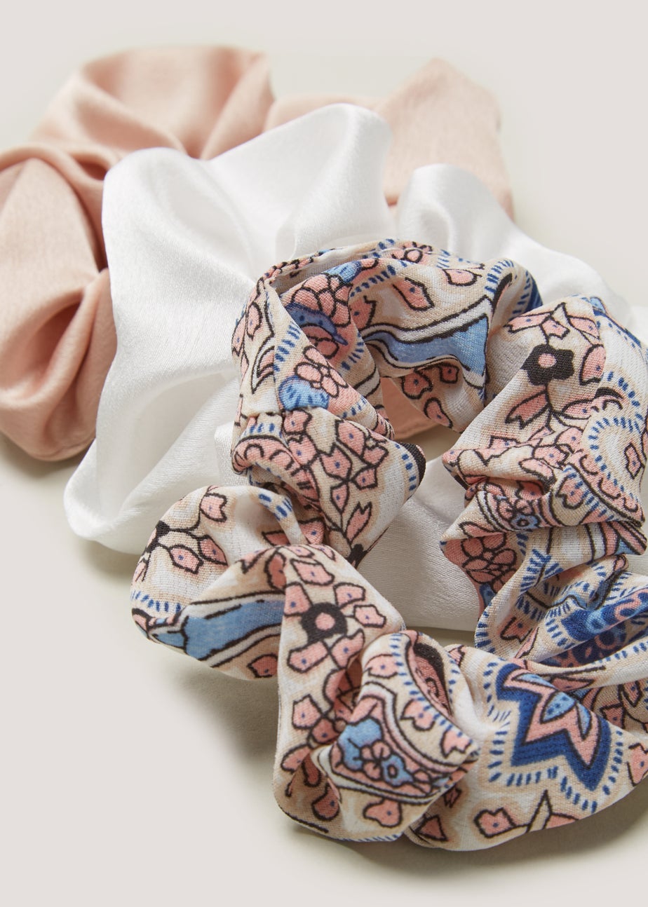 3 Pack Plain & Paisley Scrunchies