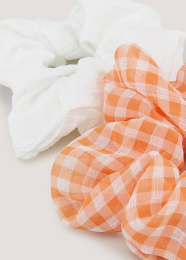 2 Pack Large Plain & Gingham Scrunchies