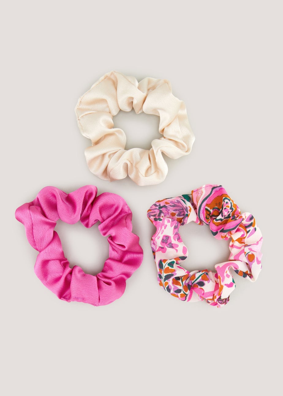 3 Pack Plain & Paisley Print Scrunchies