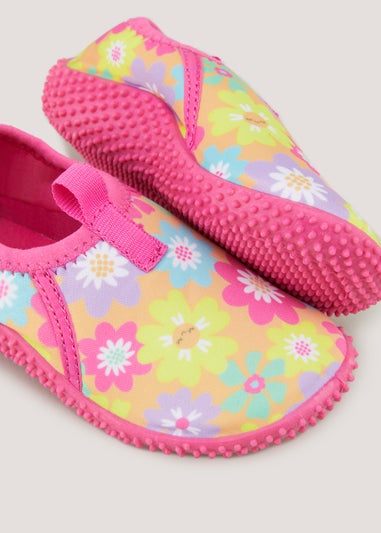 Girls Pink Floral Swim Shoes (Younger 4-12)