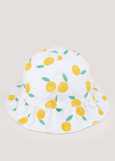 White Lemon Print Baby Sun Hat (Newborn-24mths)