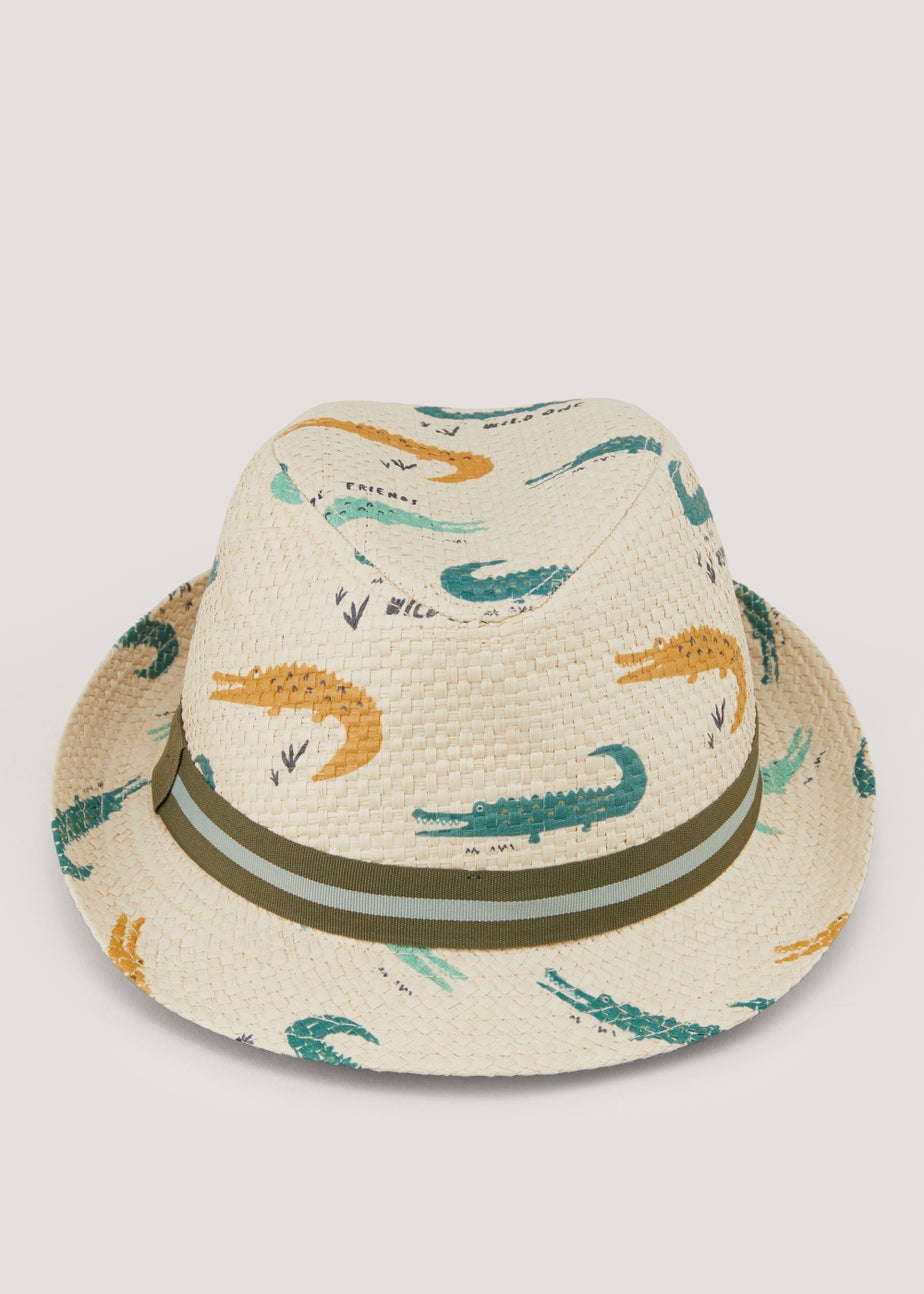 Boys Natural Crocodile Print Trilby Hat (3-6yrs)