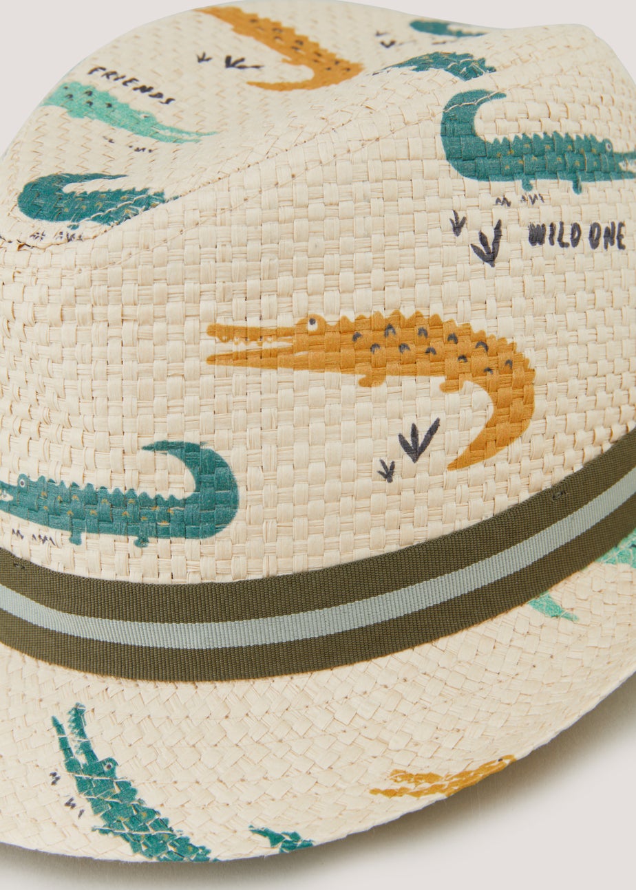 Boys Natural Crocodile Print Trilby Hat (3-6yrs)