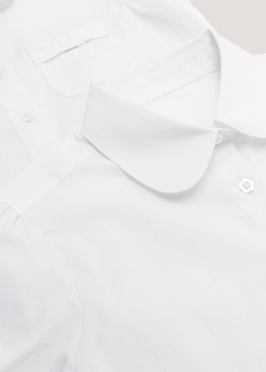 Girls 2 Pack White Stretch School Blouses (3-13yrs)