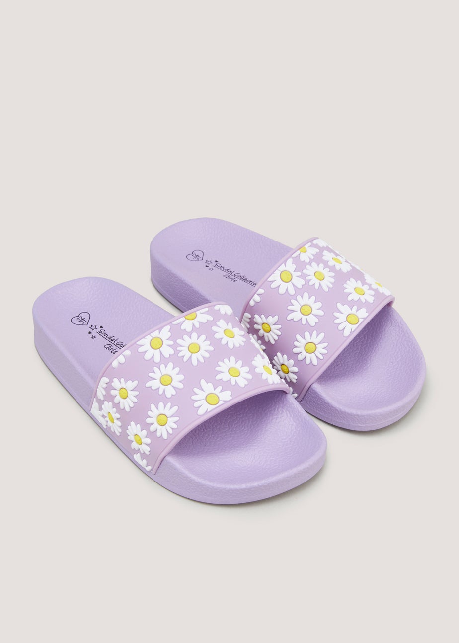 Girls Lilac Flower Sliders (Younger 10-Older 5)