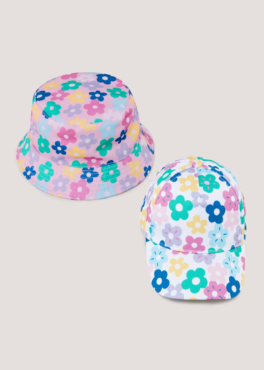 Girls 2 Pack Floral Cap & Sun Hat (3-6yrs)