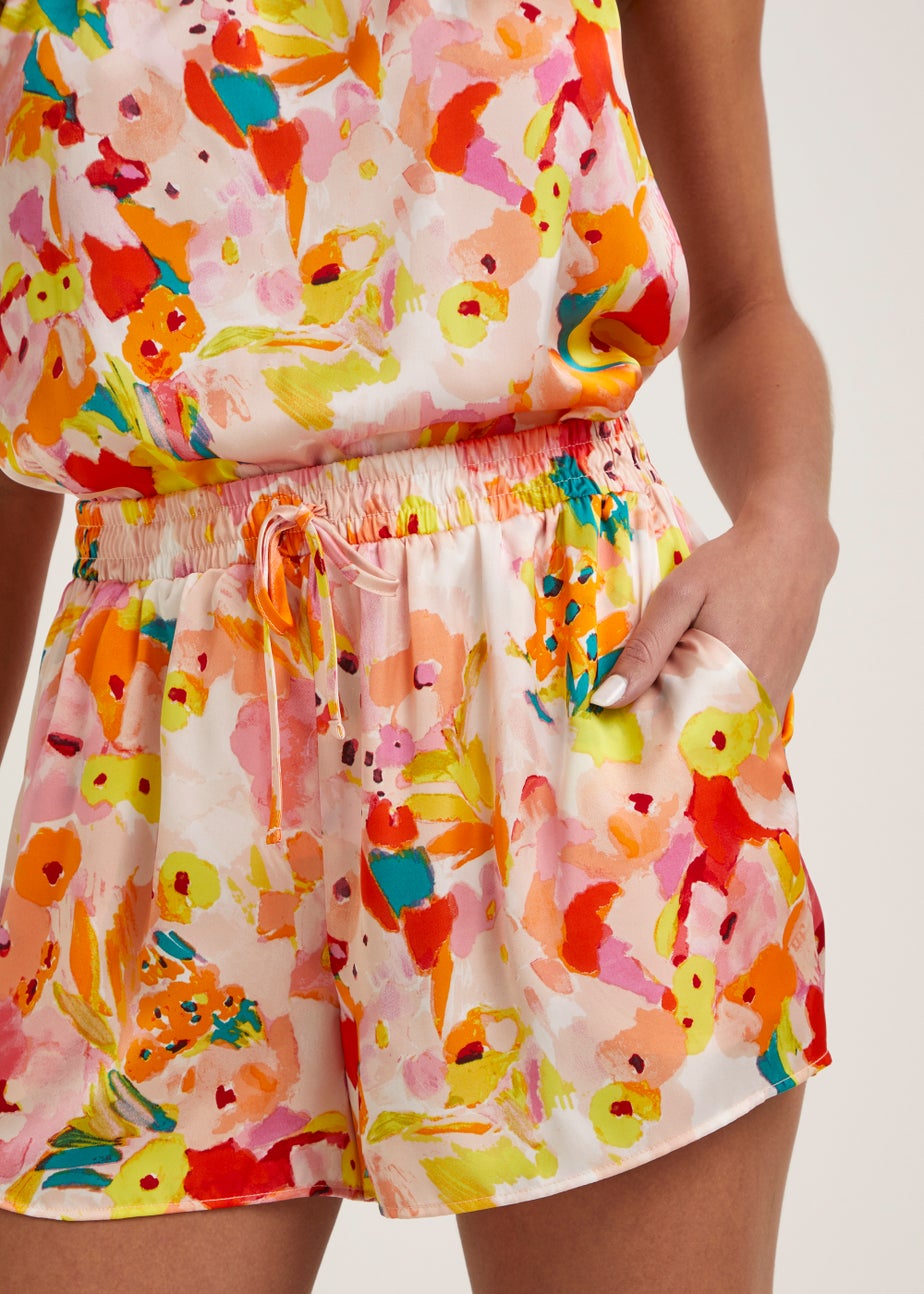 Be Beau Multicoloured Floral Satin Shorts