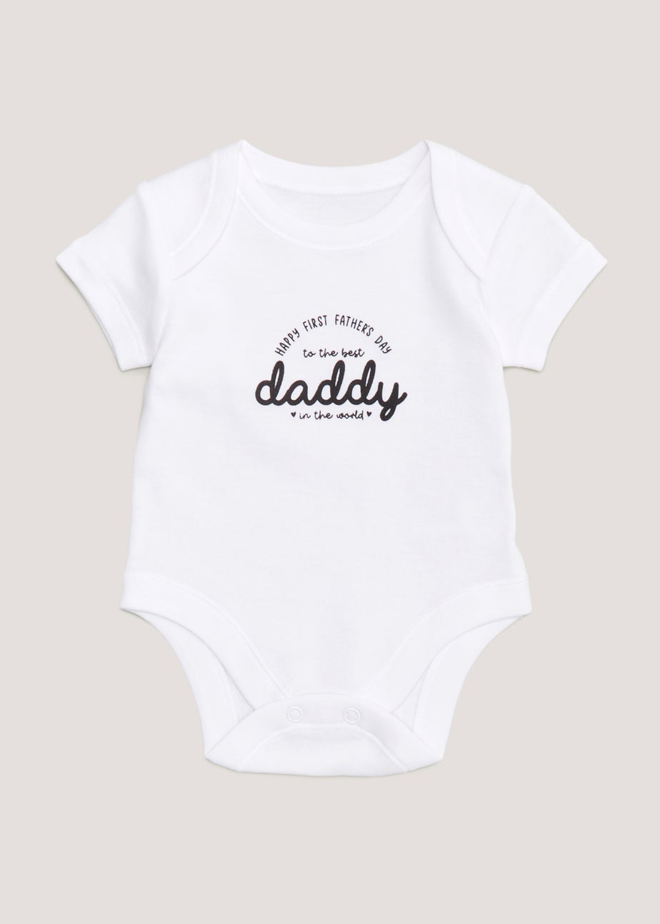 Baby White Father's Day Bodysuit (Tiny Baby-12mths) Matalan - Main Image