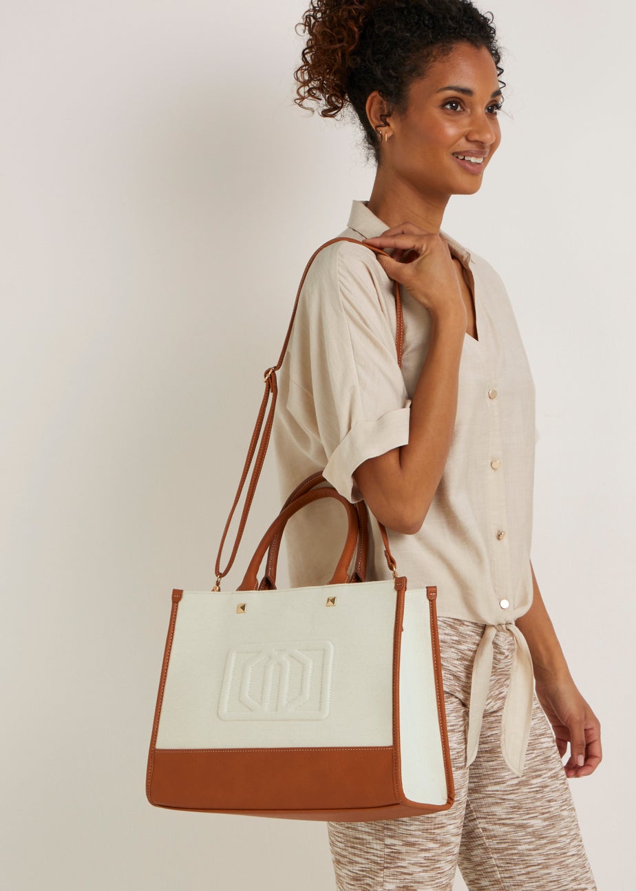 Embossed Linen Blend Tote Bag