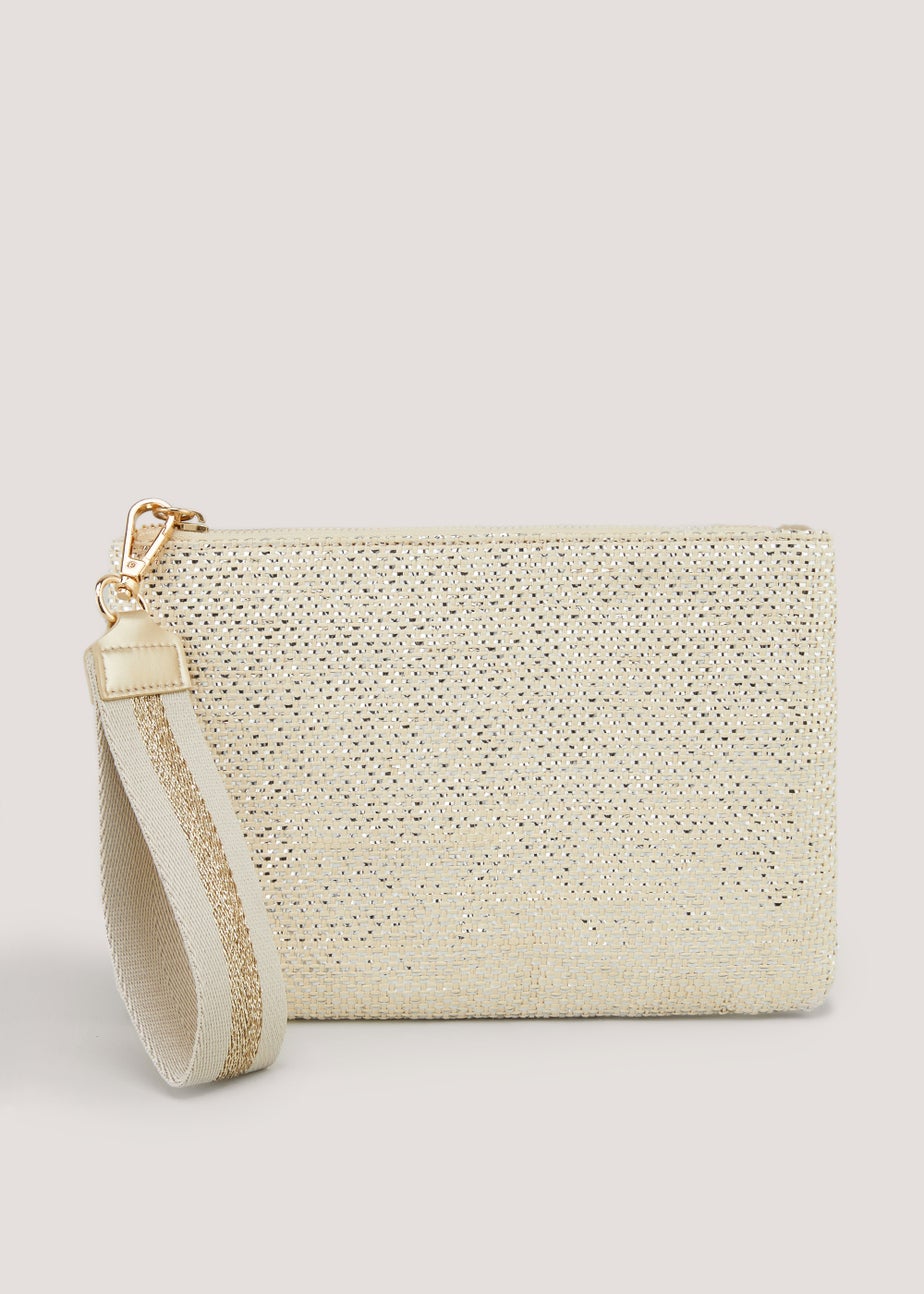 Natural Woven Wristlet Clutch Bag