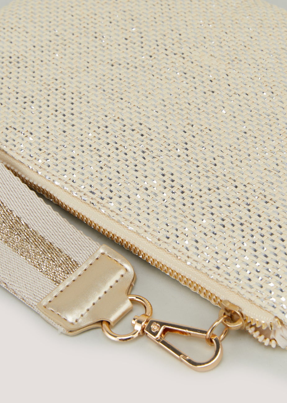 Natural Woven Wristlet Clutch Bag