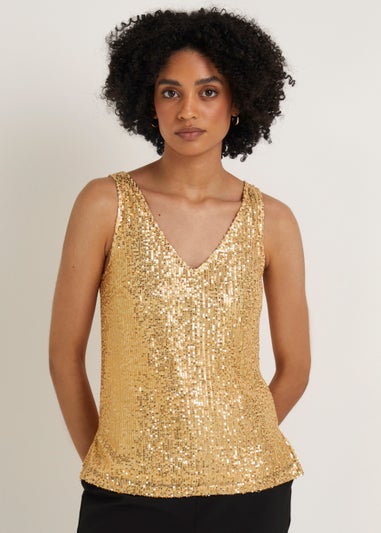 Et Vous Gold Sequin Vest Top