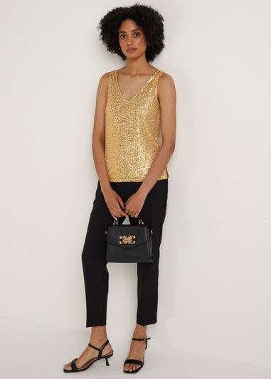 Et Vous Gold Sequin Vest Top
