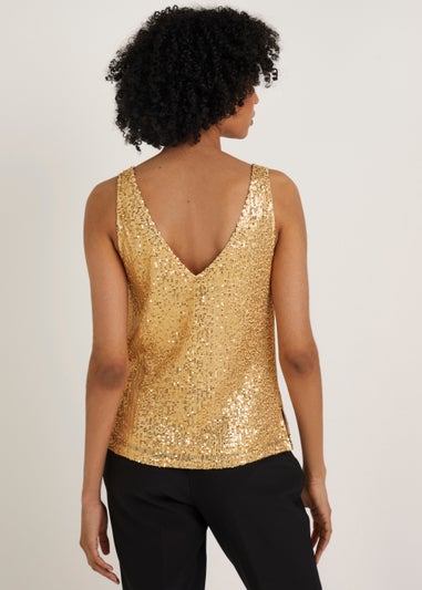 Et Vous Gold Sequin Vest Top