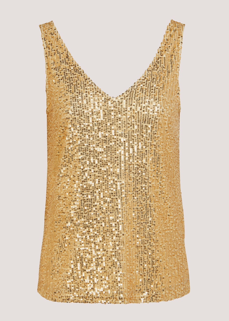 Et Vous Gold Sequin Vest Top