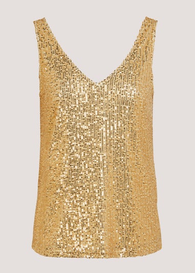 Et Vous Gold Sequin Vest Top