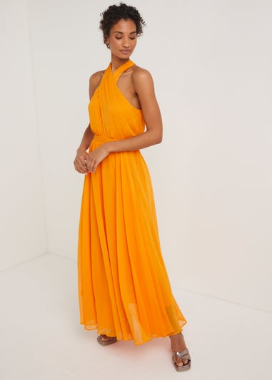 Et Vous Orange Cross Front Maxi Dress