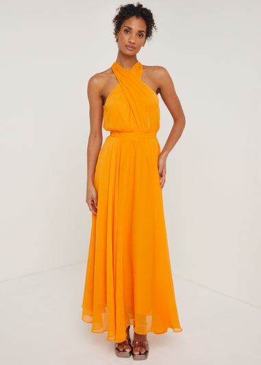 Et Vous Orange Cross Front Maxi Dress