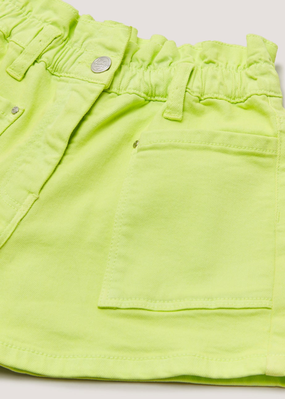 Girls Lime Paper Bag Denim Shorts (4-13yrs)