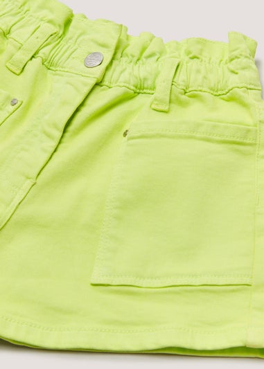 Girls Lime Paper Bag Denim Shorts (4-13yrs)